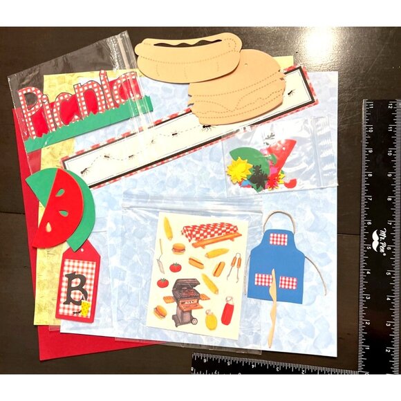 Handmade Picnic-Themed Scrapbooking Kit With Decorative Elements & Embellishment - Picture 2 of 5